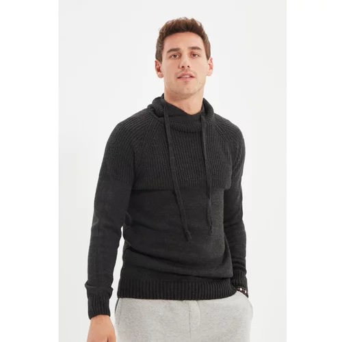 Trendyol Anthracite Men's Slim Fit Collar Knitwear Sweater