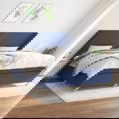  The Living Store Box spring postelja z vzmetnico modra 160x200 cm blago - Box Spring Postelja, (21441588) Slike