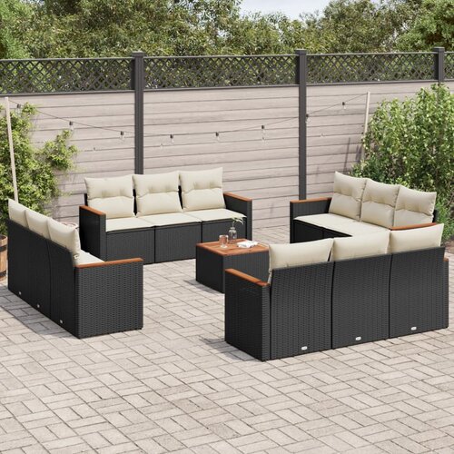 vidaXL 13-dijelni set vrtnih sofa s jastucima poliratan crni Cijene