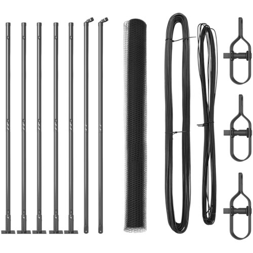 VidaXL &amp;Scaron;estkotna ograja siva 1.6x10 m jeklo, Ograjne stebre s osnovnimi plo&amp;scaron;čami 7 kos &amp;Oslash;32mm 88.5cm pocinkano jeklo Slike