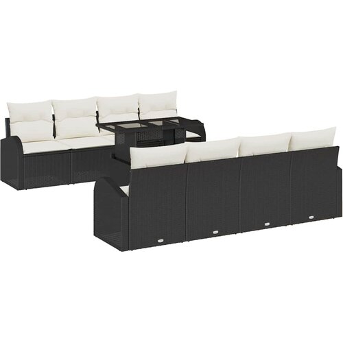  Sjedeća garnitura za vrt 9 kom. Crna Poli Ratan 234 x 179 x 85 cm Slike