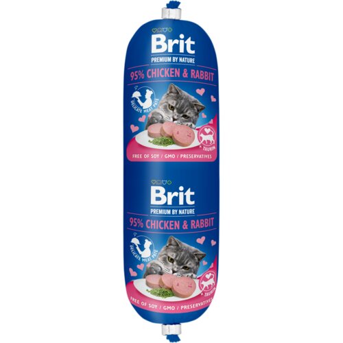 BRIT Premium by Nature hrana za mačke brit pn cat kobasica piletina&zec 180 g Slike