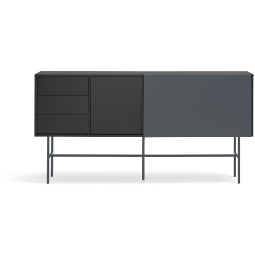 Teulat Crna/antracitno siva niska komoda s kliznim vratima 180x91 cm Nube – Cijene