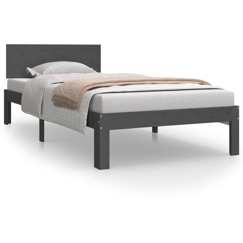  Okvir za krevet od masivne borovine sivi 90 x 200 cm Slike