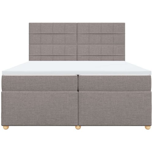 VidaXL Krevet s oprugama i madracem smeđesivi 200x200 cm od tkanine Slike