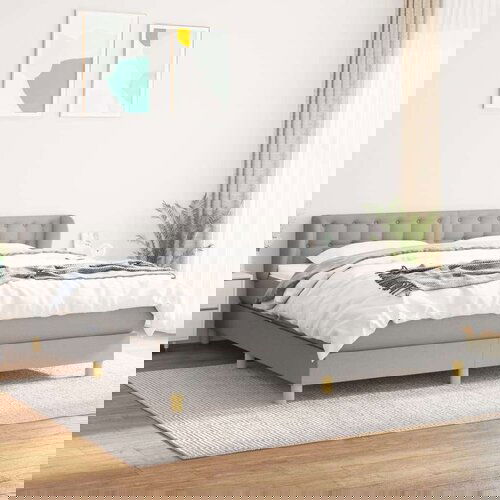  Box spring postelja z vzmetnico svetlo siva 160x200 cm žamet, (20900578) Slike