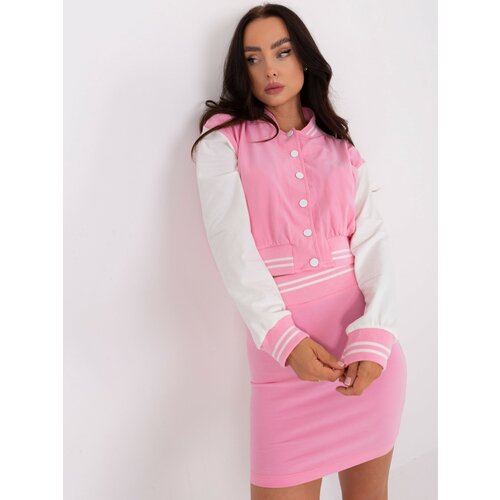 Fashion Hunters Pink casual set with baseball sweatshirt Slike