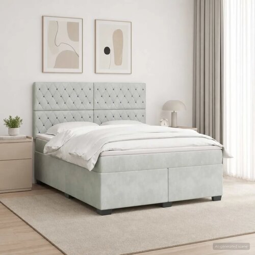  Boxspring krevet s madracem Svjetlosiva 140 x 190 cm Baršun - Svjetlosiva 140 x 190 cm Kristal s dugmadima Cene