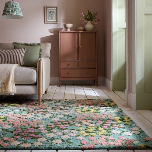 Flair Rugs Mentolno zelena ročno tkana volnena preproga 200x290 cm Emilia Floral &amp;ndash; Slike