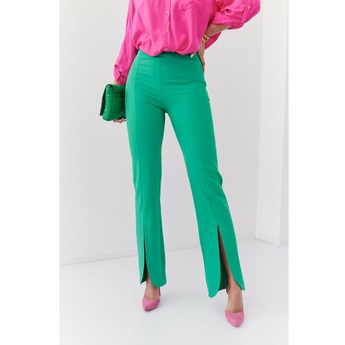 Fasardi Elegant green pants with a slit Slike