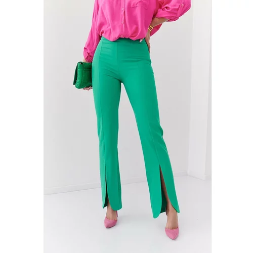 Fasardi Elegant green pants with a slit