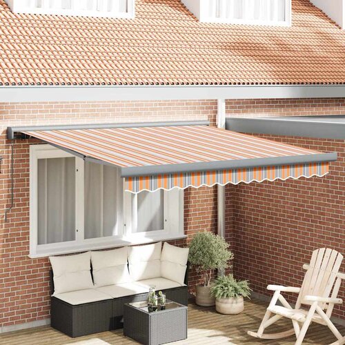 vidaXL Ročna Zložljiva Senčnica z Večbarvnimi Črtami 350 x 250 cm Cene