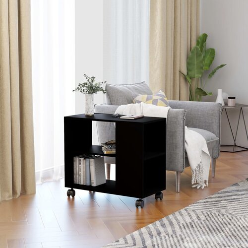 VidaXL Stranska mizica črna 70x35x55 cm konstruiran les, (20625273) Slike
