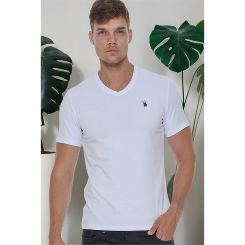 Dewberry T8568 V-NECK MEN&amp;#039;S T-SHIRT-LIGHT WHITE Slike
