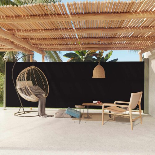 VidaXL Uvlačiva bočna tenda za terasu 180 x 600 cm crna Slike