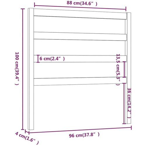  Uzglavlje za krevet sivo 96 x 4 x 100 cm od masivne borovine Slike