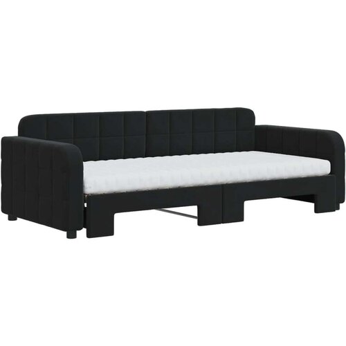 VidaXL dnevni krevet na razvlačenje s madracima crni 90x200 cm bar&amp;scaron;un Slike
