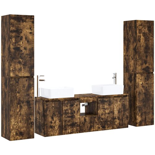  Set namje&amp;scaron;taja za kupaonicu 5 kom. Dimljeni hrast Smeđa 33 x 34.5 x 160 cm Slike