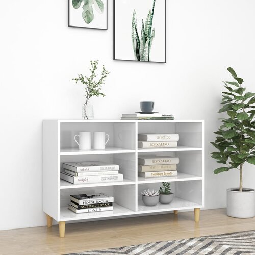 VidaXL Komoda visok sijaj bela 103,5x35x70 cm iverna plo&amp;scaron;ča Slike