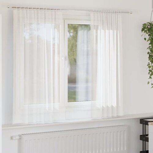 vidaXL Voile zavese z zankami 2 kosa Bela 140x175 cm Cene