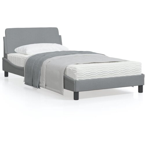 VidaXL Okvir za krevet s uzglavljem svjetlosivi 100x200 cm od tkanine Slike
