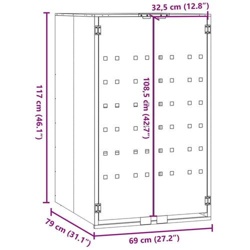 VidaXL Spremi&amp;scaron;te za jednu kantu za otpad crno 69 x 79 x 117 cm čelično Slike