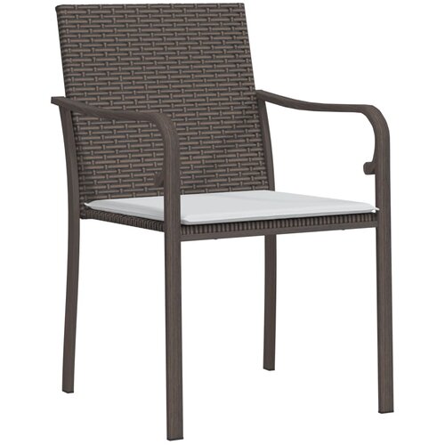  Vrtne stolice s jastucima 6 kom smeđe 56x59x84 cm od poliratana Slike