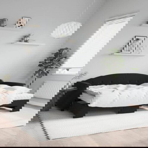 VidaXL Dnevni krevet na razvlačenje s madracima crni 90x200 cm bar&amp;scaron;un Slike