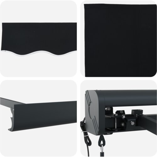 VidaXL Automatska uvlačna tenda Crna 350x250 cm, Tenda za zamjenu platna za okvir 3,5x2,5 m Crna Slike