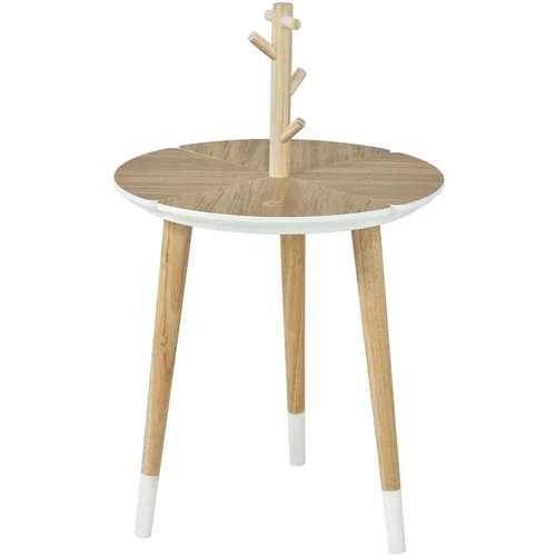 SoBuy lesena kavč miza z držali za skodelice v beli barvi v skandinavskem slogu, (20814854)