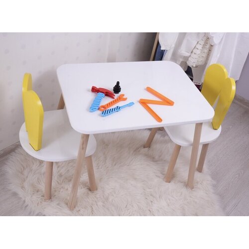 Hanah home Set dječji stol i stolice Zeko, bijelo-žuta Cene