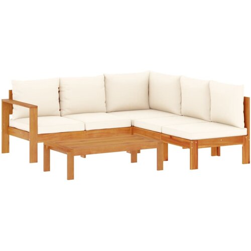  4-dijelni set vrtnih sofa s jastucima masivno bagremovo drvo Krema Slike
