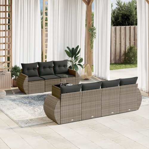 VidaXL 8-dijelni set vrtnih sofa od poliratana s jastucima sivi Slike