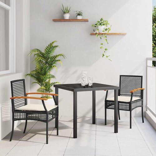  Vrtni set za objed s jastukom 3 pcs Crna Ratan Cene