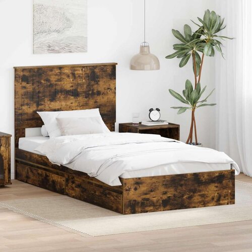  Krevet s od storage s uzglavljem Dimljeni hrast 100 x 200 cm Cijene