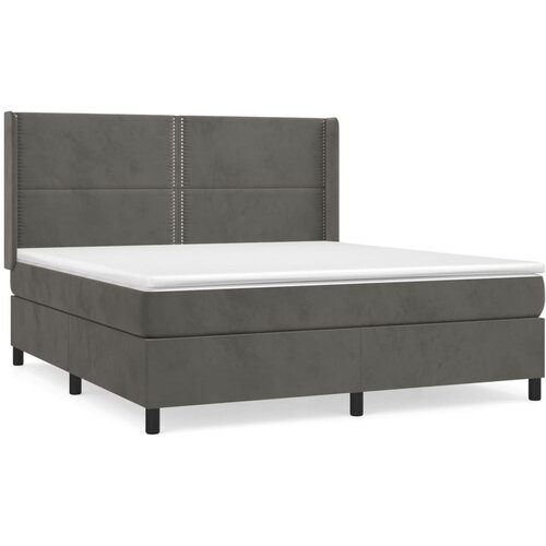 VidaXL Box spring postelja z vzmetnico temno siva 180x200 cm žamet, (20899041) Slike