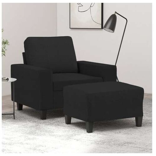 vidaXL Fotelj s stolčkom za noge črn 60 cm blago Cene