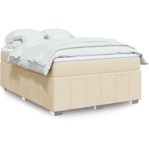 vidaXL Krevet s oprugama i madracem krem 160x200 cm od tkanine Cijene