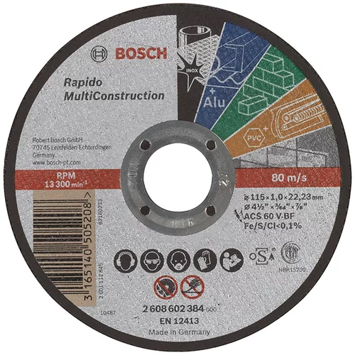 Bosch rezni disk Rapido Multi Construction (Promjer rezne ploče: 115 mm, Prikladno za: Materijali za gradilište)