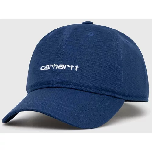 Carhartt WIP Pamučna kapa sa šiltom Canvas Script Cap boja: tamno plava, s aplikacijom, I028876.22TXX