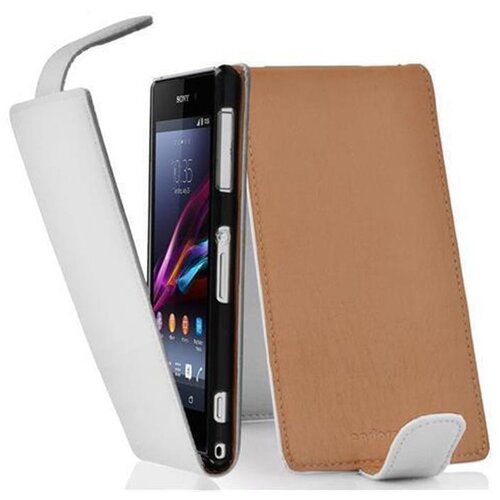 Cadorabo Ohi&scaron;je, združljivo z Sony Xperia Z1 COMPACT v snežno bela - Za&scaron;čitni ovitek v obliki flipa iz teksturiranega umetnega usnja, (20552326) Cene