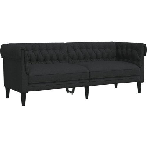 vidaXL Kavč trosed Chesterfield črna tkanina, (21113614) Cene