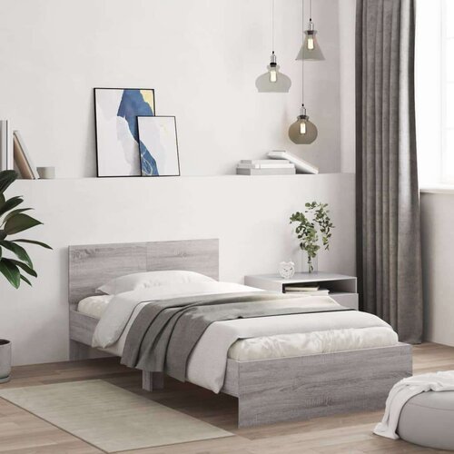 VidaXL okvir za krevet s uzglavljem boja hrasta 100x200 cm drveni Slike