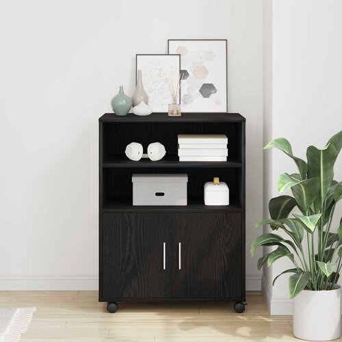  Cabinet s policom s kotačem Crni hrast 60 x 48 x 74.5 cm Cene