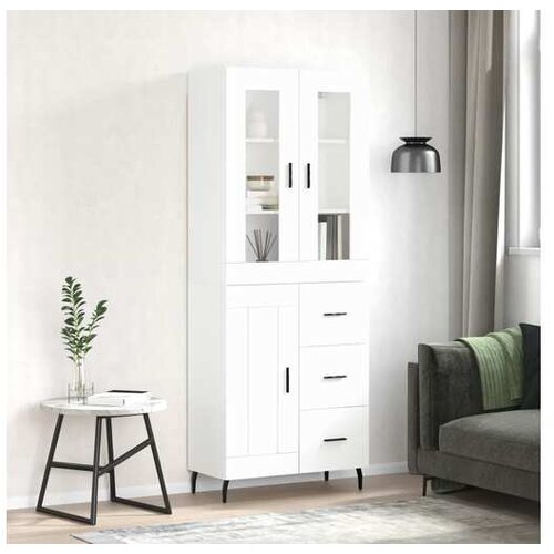 vidaXL Visoka omara bela 69,5x34x180 cm inženirski les Cene