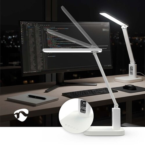 Nedis LTLRC10WT - LED prigu&amp;scaron;iva punjiva lampa sa displejem 7,5W/1200 mAh 3000/4000/5700K bela Slike
