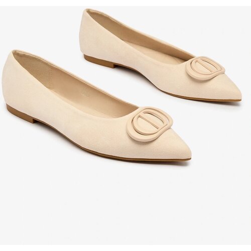 Resti Beige women's pointed-toe ballerinas with embellishment on the nose Tidita Cene