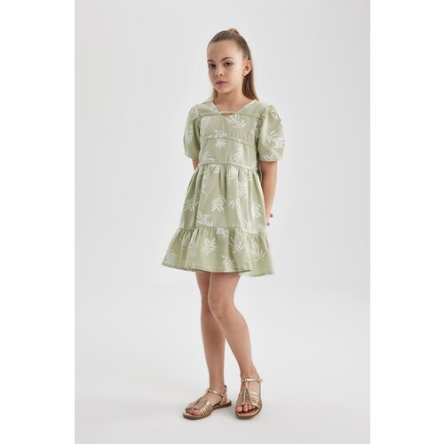 Defacto girl's Cotton Short Sleeve Patterned Dress Cene