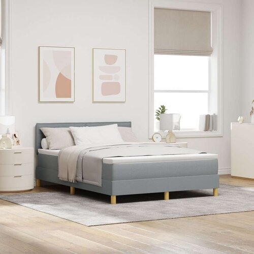  Kutija proljeće krevet s madracem i LED svjetlom svjetlosiv 160x200 cm tkanina Slike