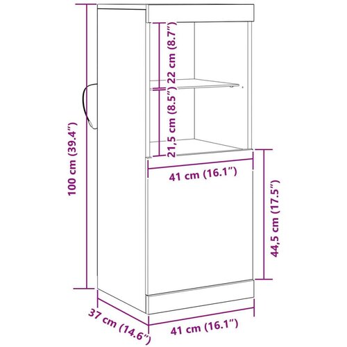  Komoda s LED svjetlima Crni hrast 41x37x100 cm Slike